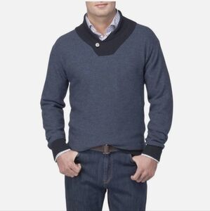Peter Millar Collection Merino Wool Silk Cashmere Shawl Sweater Italy